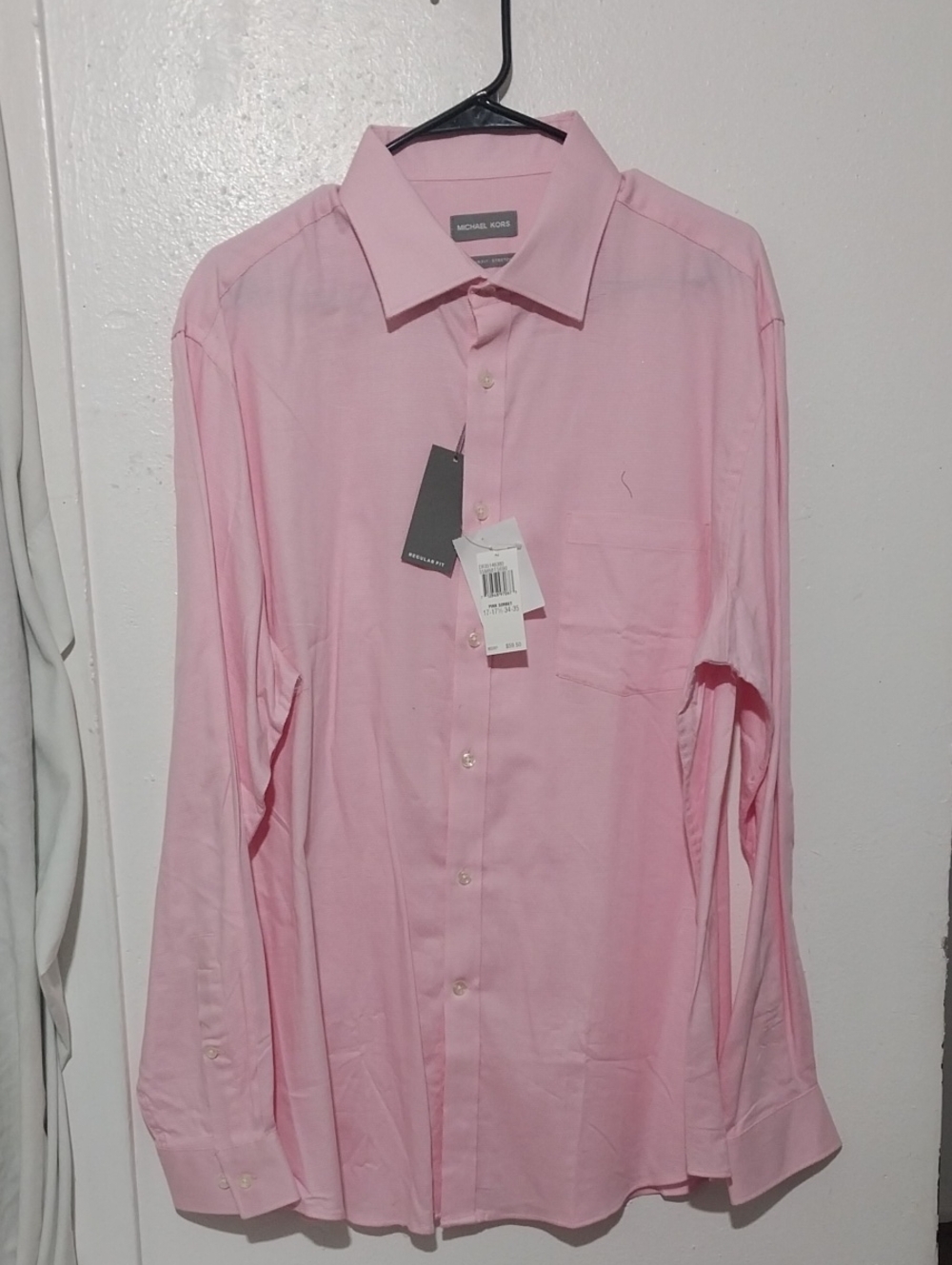 Michael Kors Men's Light Pink Long-Sleeve Dress Shirt